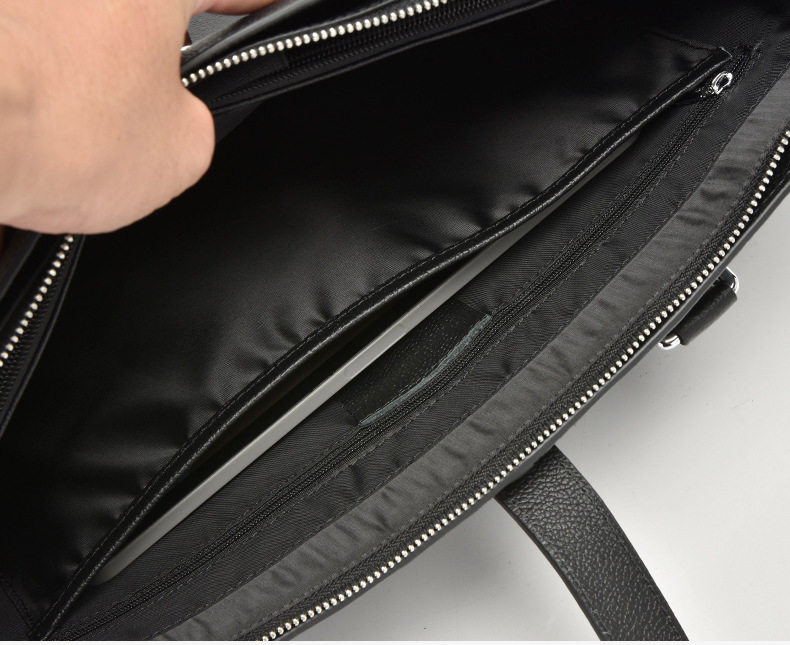 Cặp da nam da bò thật đeo vai đựng laptop 15.6 inch cao cấp sang trọng — Da bò lớp đầu họa tiết kim cương chi tiết 12