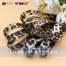 定制豹纹印花涤棉织带1cm蝴蝶结材料手打发饰diy饰品配件涤棉丝带