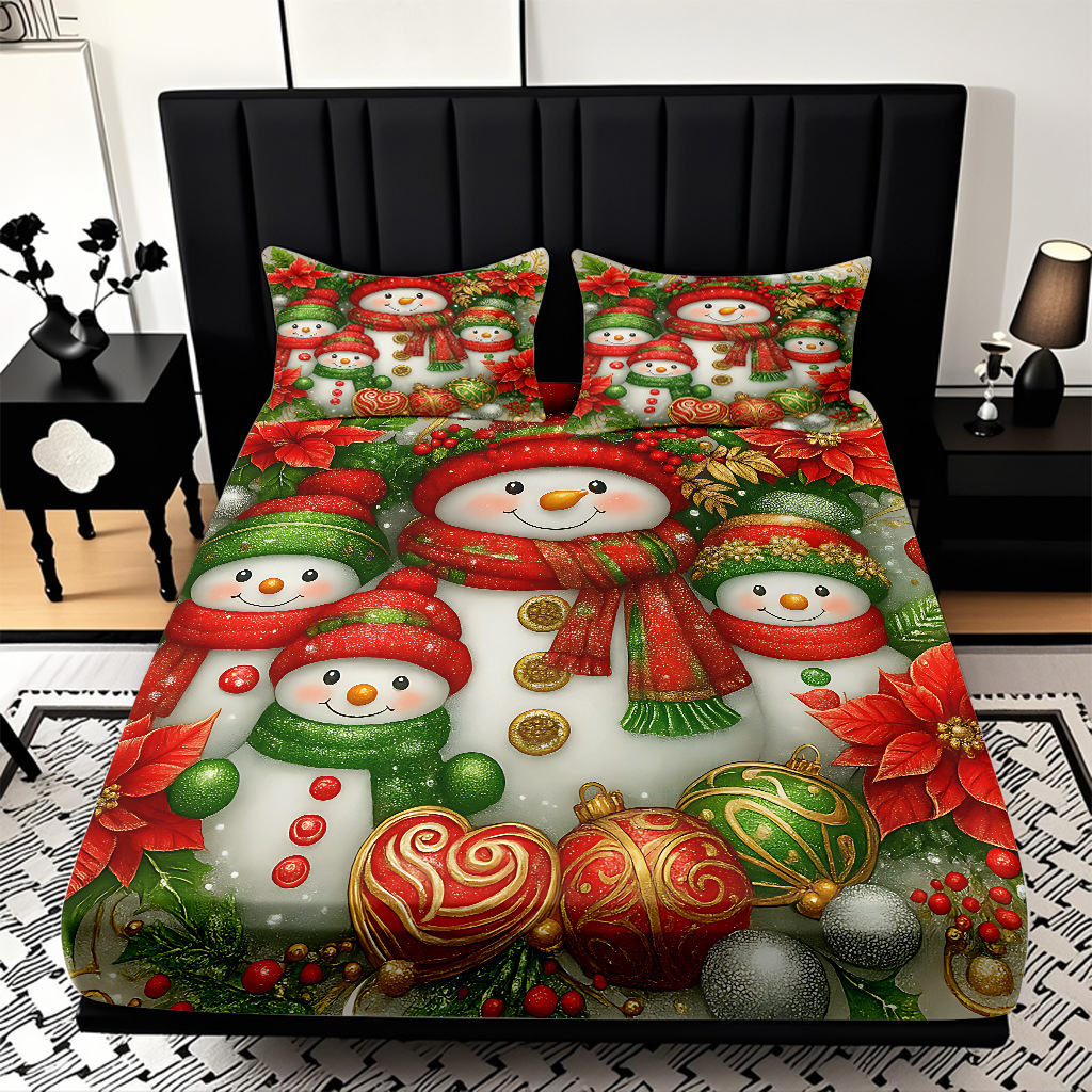 TEMU / JIT nuevos productos transfronterizos adorables series de Navidad molido HD impresión digital cama de cama Kasa set ropa de cama