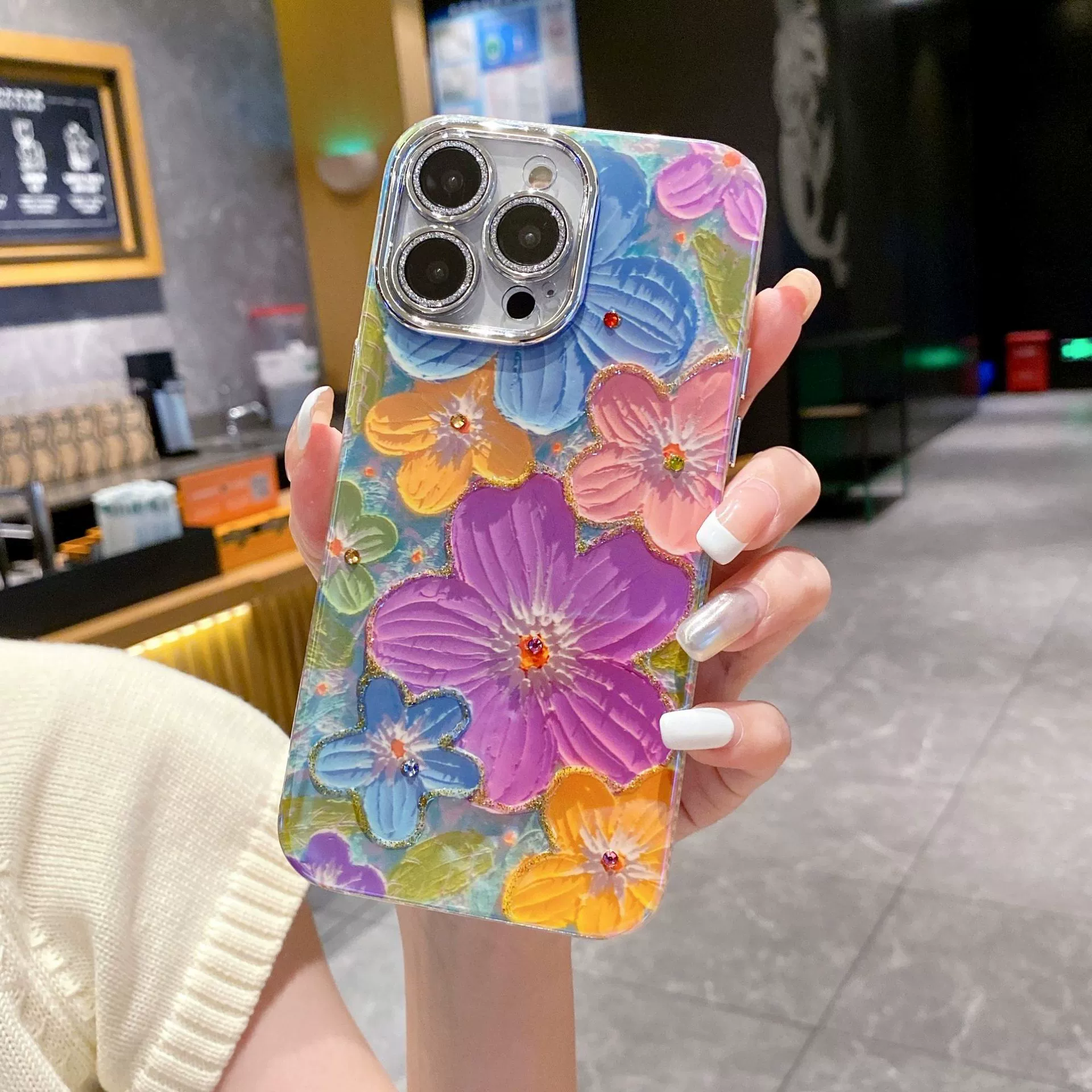 Blu-ray клей точка бурение цветы подходит для iPhone15 чехол мобильного телефона мелкие отверстия 14 все-в-одном 13 линза пленка 12 теплоотвод 16