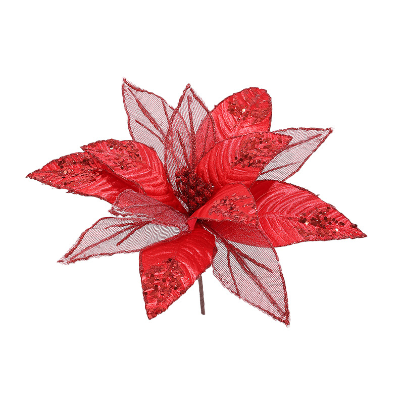 29CM tela flor de imitación de sequela hilo de malla flor de Navidad decoración floral decoración de guirlandas de Navidad