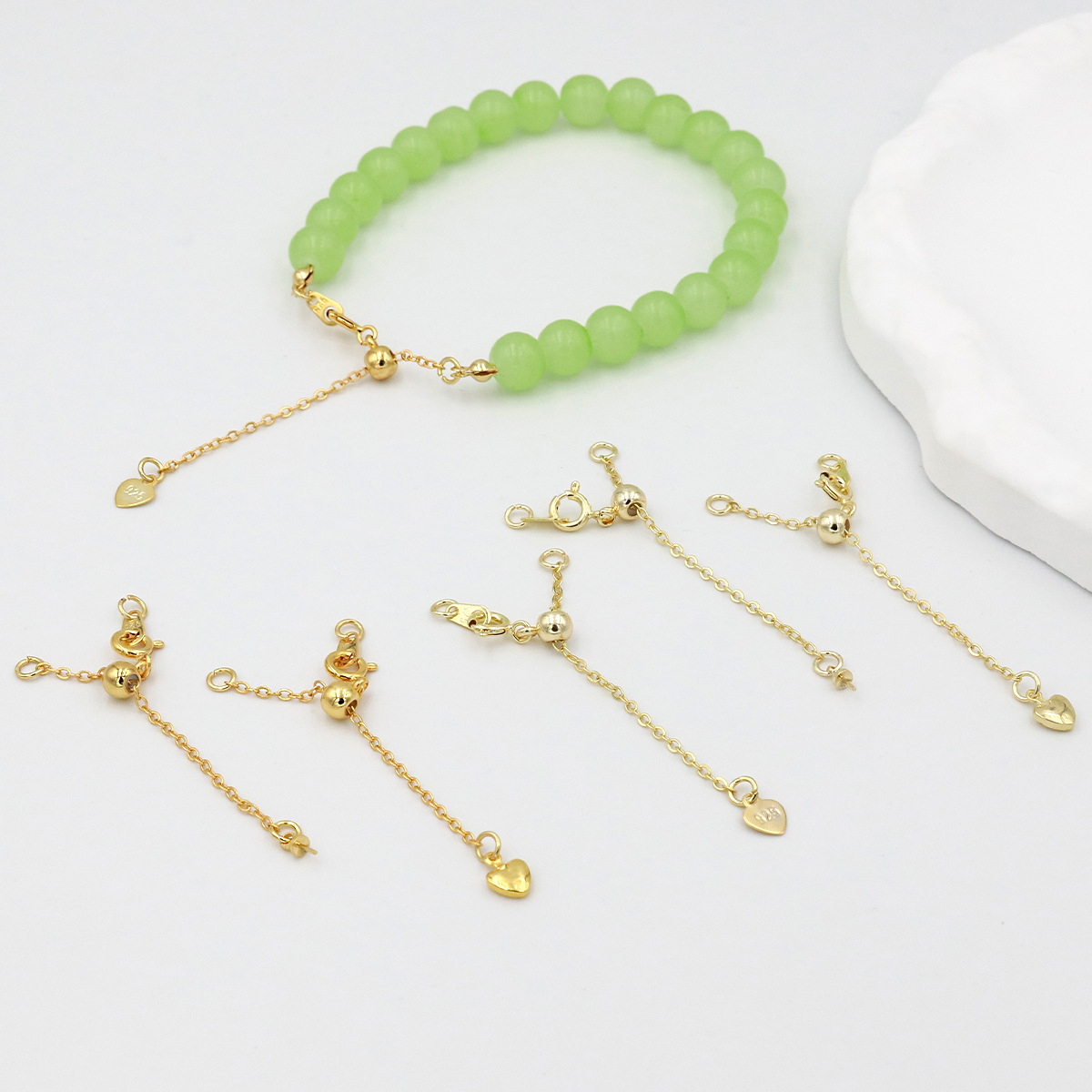 color retention 14k gilded stretchable adjustable hanging pearl holder extended chain peach heart charm tail chain diy ornament lengthening chain