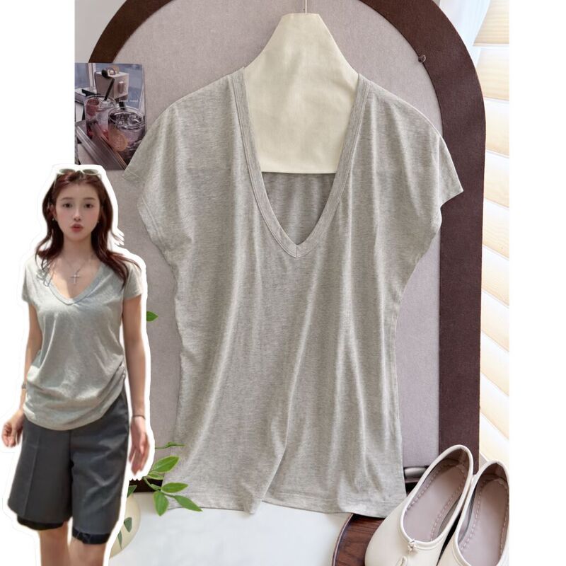 Some Items in Stock / Same Style as for Homebodies: Nb*S Multi-Wool Blend V-Neck T-Shirt with Ruffled Sleeves