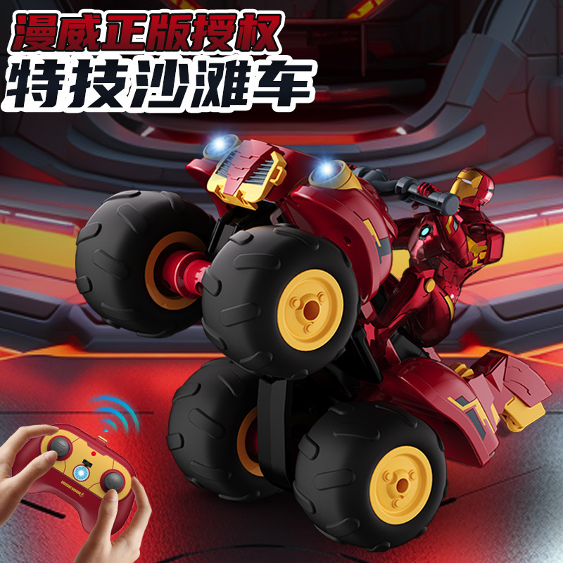 Disney Official Marvel Iron Man Stunt Beach Remote Control Car Spider-Man Peripheral Trendy Toy Decoration Racing Model