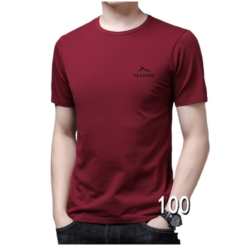 新しいスタイルの怖がり夏中年男性半袖Tシャツ綿ルーズで多用途な半袖Tシャツボトリングシャツトップ|undefined
