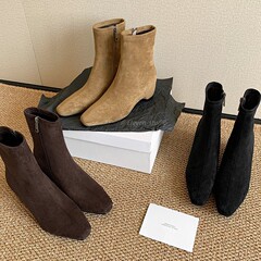潮不南~新款法式复古百搭瘦瘦靴气质短靴内增高小踝靴 5CM/话梅