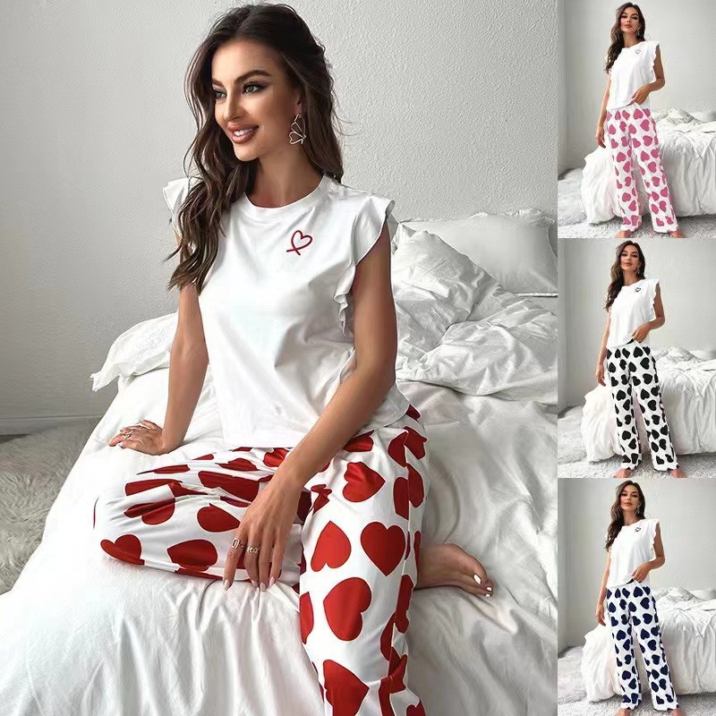 ChicShe 2025 New Cross-Border European American Style T-Shirt And Pants Casual Comfortable Women's Pajamas Homewear Set Suitable_voghion.com