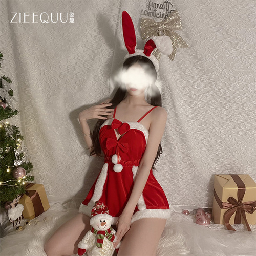 Ziqu sexy lingerie Christmas velvet nightgown cosplay sexy New Year's gown nightgown cos uniform suit