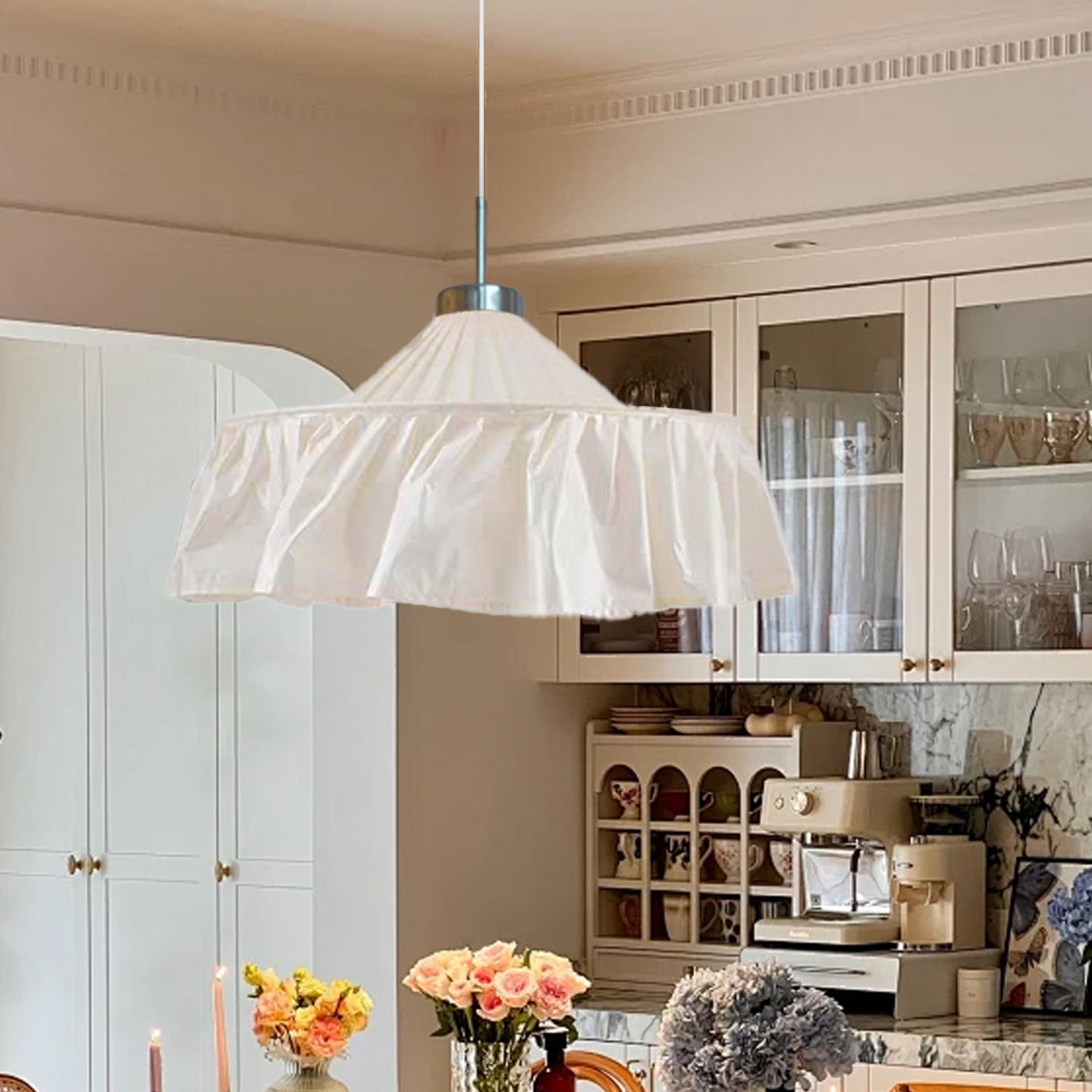 Nuevo estilo francés crema de viento restaurante lámpara candelabro sala de estar dormitorio estudio tienda de ropa decoración vivienda atmósfera lámparas de tela