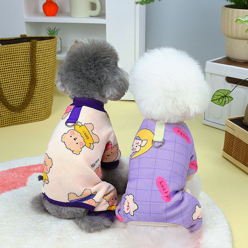 寵物服裝狗衣服廠家外貿萌寵四腿絨衣2023秋冬新款小狗舒適保暖衣