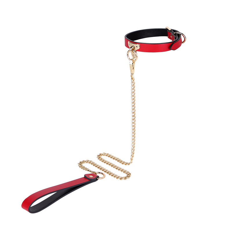 Cuello en forma de T de cuero rojo