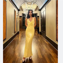 速卖通欧美晚会连衣裙2024年花朵亮片抹胸晚礼服裙性感珠片女长裙