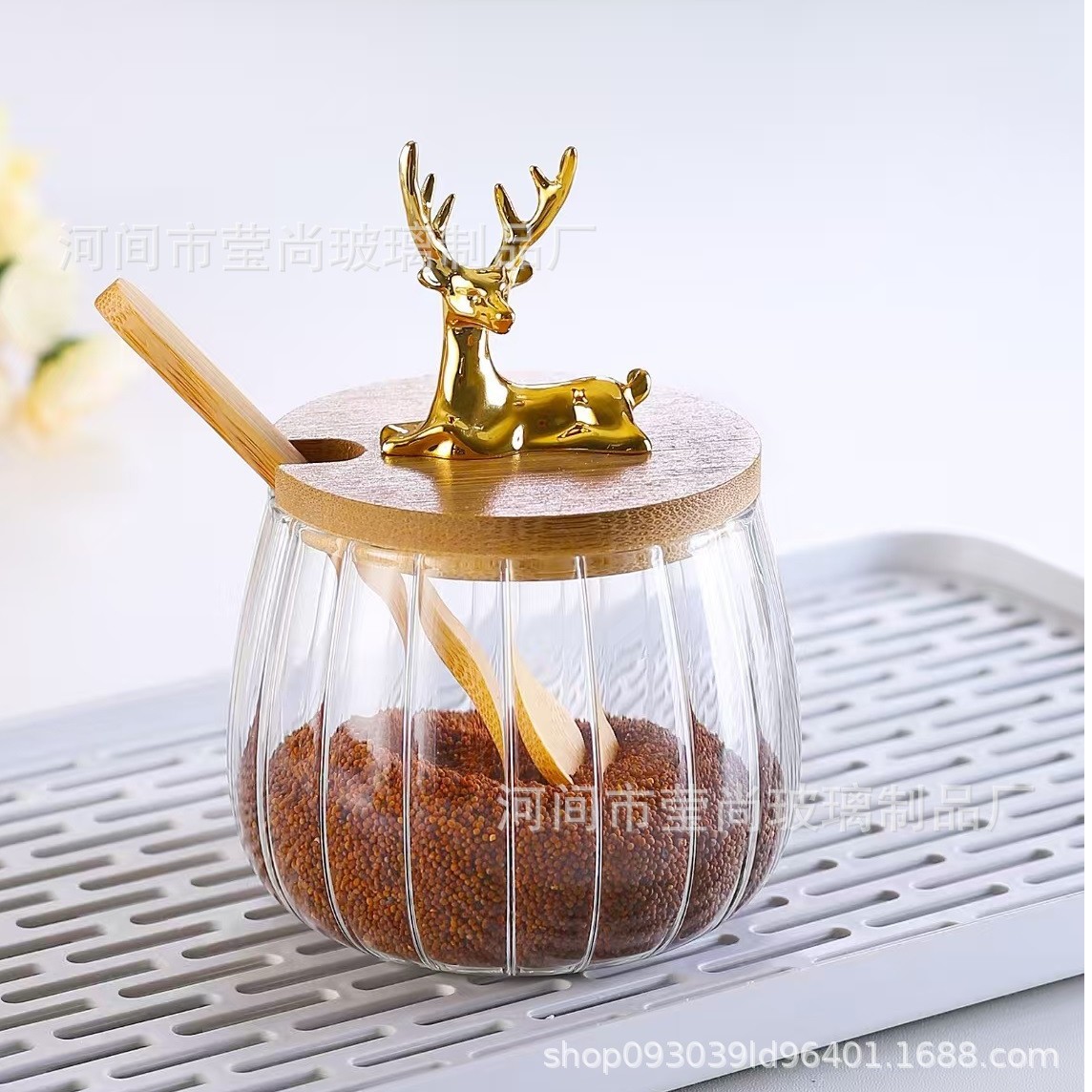 Tarro de condimento de vidrio engrosado caja de condimento a prueba de humedad vidrio para el hogar sellado tarro de condimento tarro de sal Cocina azúcar gourmet botella de polvo tarro