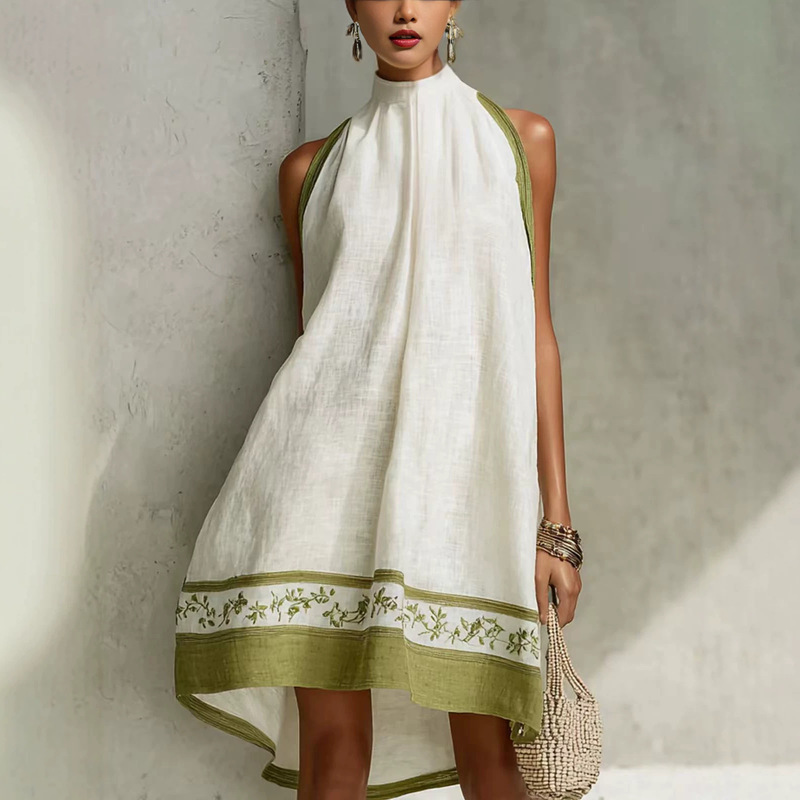2026 Summer New Style Sleeveless Casual Elegant Vacation A-Line Hem Dress European and American Cross-Border 008 2026 Summer New Style Sleeveless Casual Elegant Vacation A-Line Hem Dress European and American Cross-Border 008