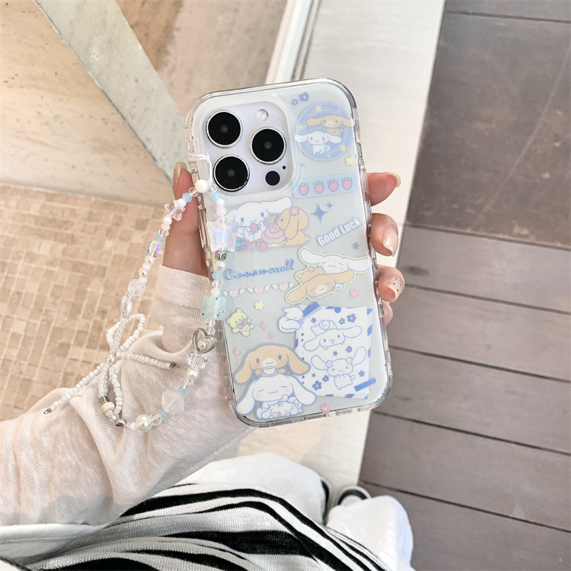 韩系浅蓝英文棕白玉桂狗适用iPhone16苹果15ProMax/14/13手机壳女|undefined