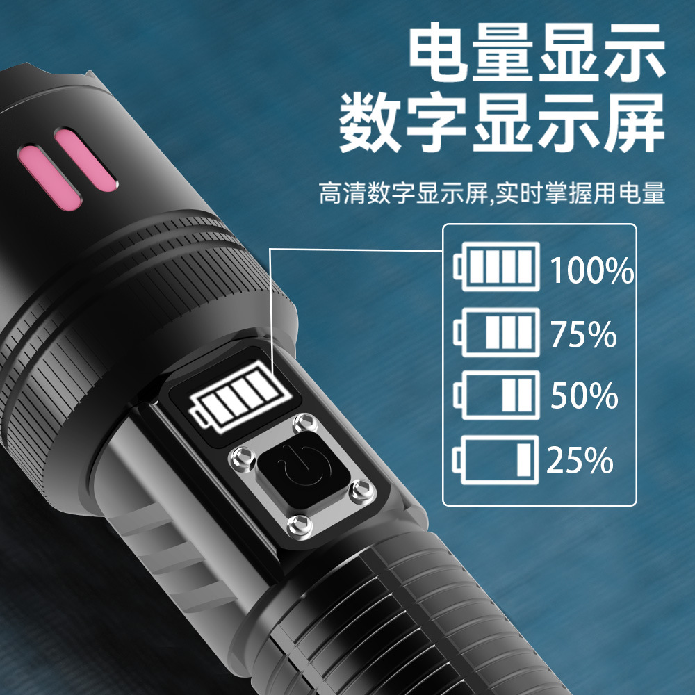 Linterna de luz fuerte recargable TYPE-C de aleación de aluminio explosiva transfronteriza Lámpara LED de emergencia portátil multifuncional para exteriores