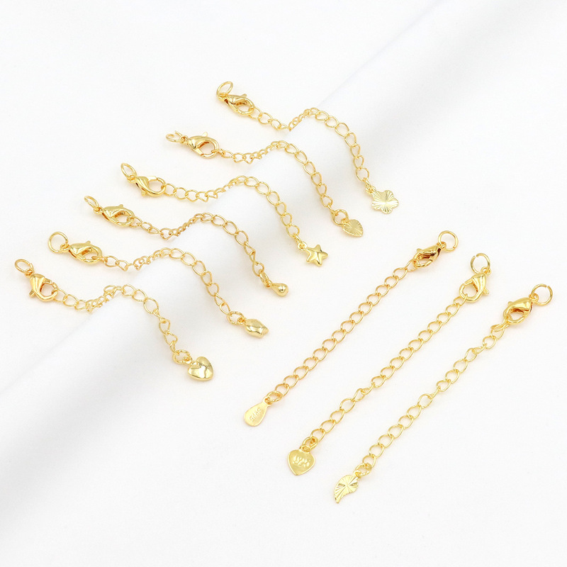 Copper Plated 18K Real Gold Lobster Buckle with Extended Chain 14K Gold Tail Chain diy Handmade Necklace Coil Accessories D107 Copper Plated 18K Real Gold Lobster Buckle with Extended Chain 14K Gold Tail Chain diy Handmade Necklace Coil Accessories D107