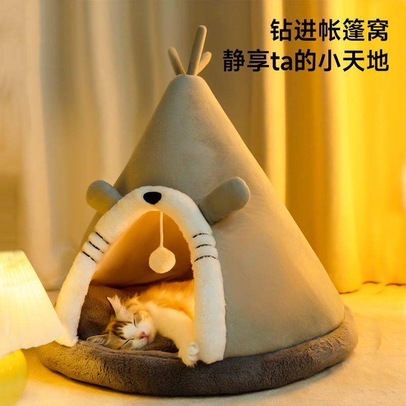 Cross-border Foreign Trade Autumn and Winter Thickened Warm Cat Triangle Yurt Tent Cat Nest Small Dog Kennel Pet Nest