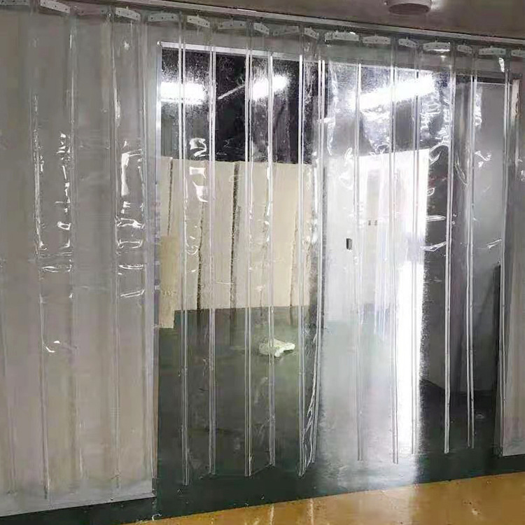 透明帘 折叠滑动门帘pvc推拉帘隔水防尘隔热挡风滑动软门帘批发