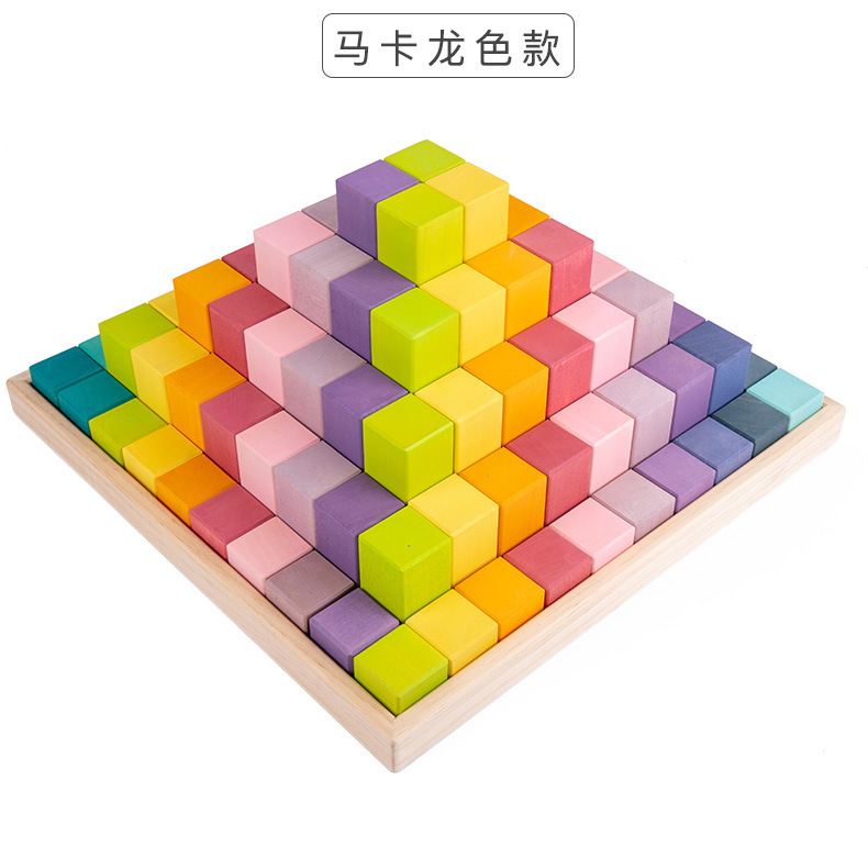 Bloques de construcción de arco iris para niños de madera juguetes bebé color cognición educación infantil altura apilamiento 3-10 años Juguetes