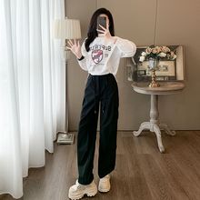 奶系一整套多巴胺穿搭套装秋季女装拽酷韩系又又飒工装裤两件套