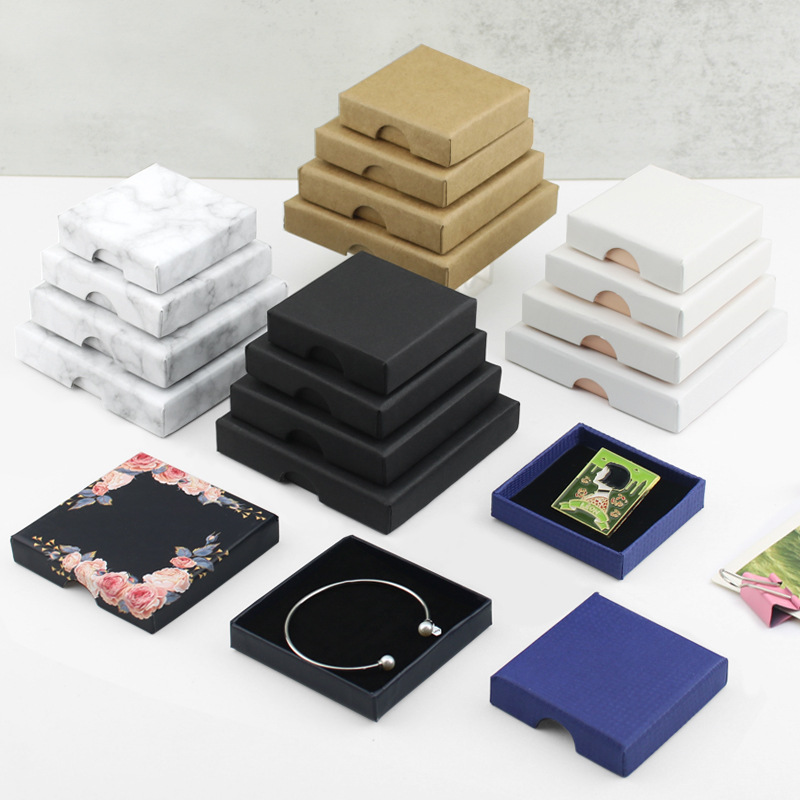 牛皮纸外贸矮盒1.6厘米亚马逊首饰包装盒饰品盒项链盒薄盒加logo