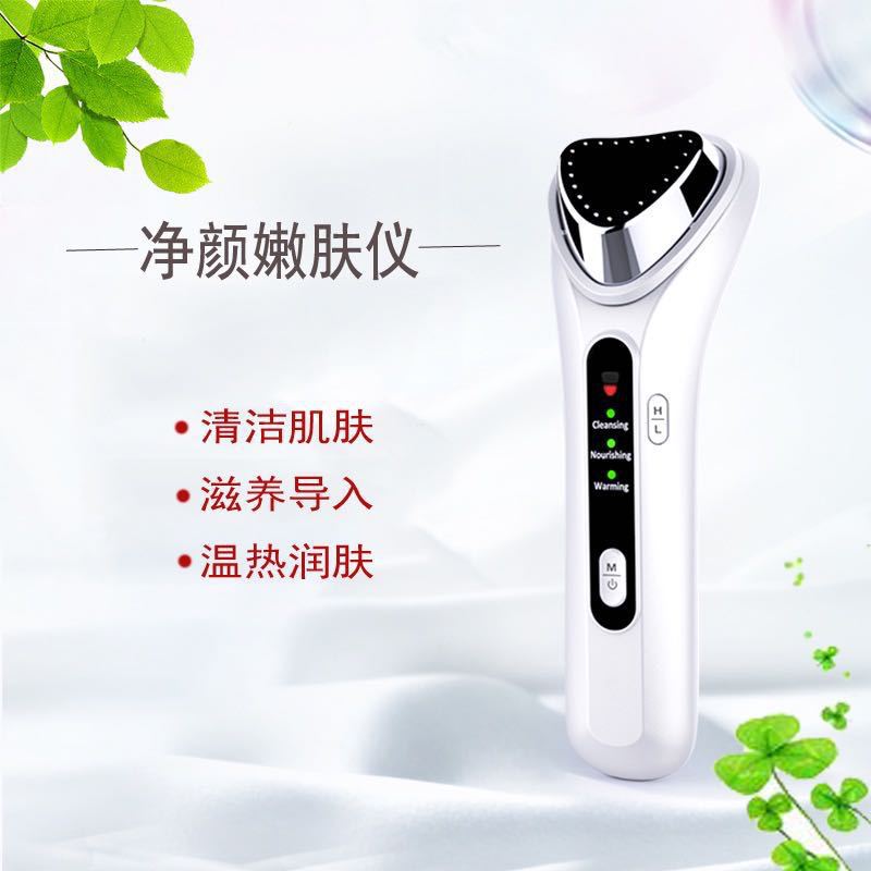 Household ultrasonic warm skin rejuvenation essence ion introduction device facial lifting and firming beauty device source factory