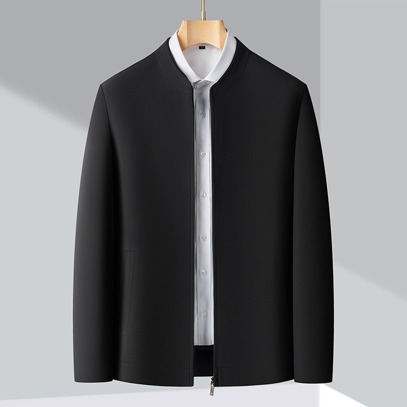 Stand Collar Mulberry Silk Jacket Men's Business Casual Middle-Aged and Elderly Dad's Oversized Men's Jacket Jacket