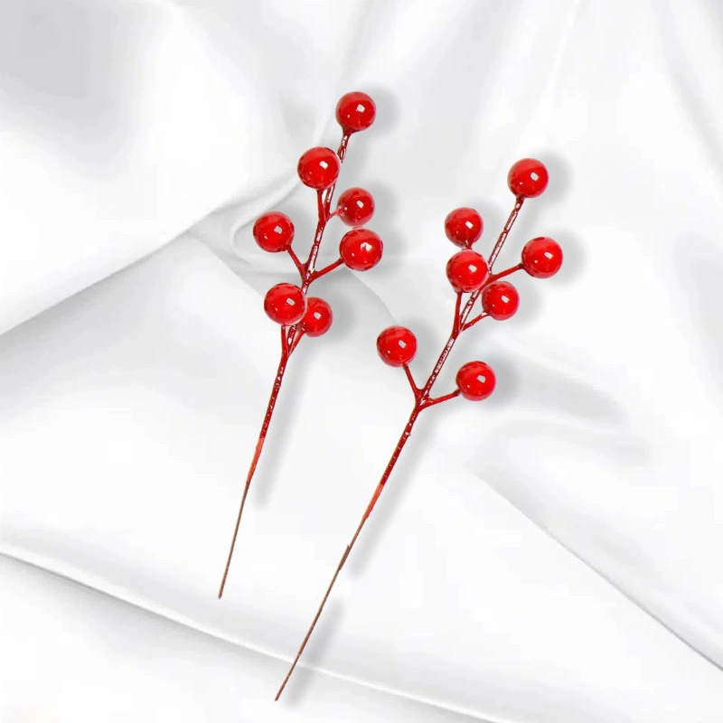 Имитация фабрики источника красный ягод 7 вилка рождественский пузырь красный фрукт проволока рождественские украшения аксессуары для богатства