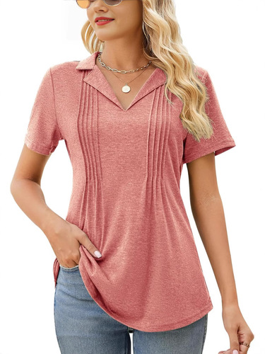 2025 Amazon V-neck Bubble Short Sleeve Pleated T-shirt Plain Women's Top Versatile Loose Slimming Pleated
