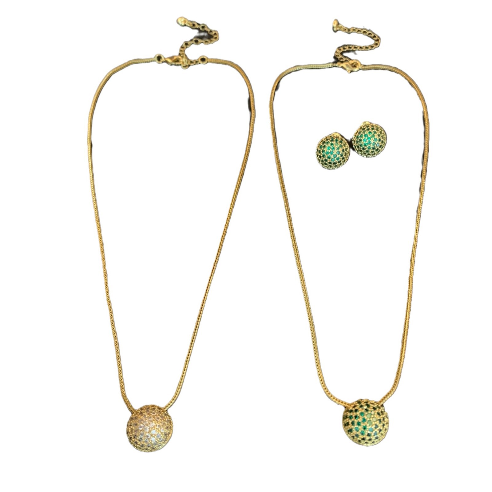 New fashion all match niche jewelry set simple natural pendant full inlaid earrings elegant temperament earrings_voghion.com