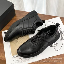 软软糯~欧美风新款系带圆头男鞋真皮时尚舒适百搭软底休闲鞋