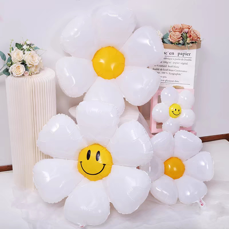 ひまわりデイジースマイリーフェイスバルーン子供の誕生日手紙装飾テーブルフローティングバルーン赤ちゃん初年度パーティー小道具|undefined