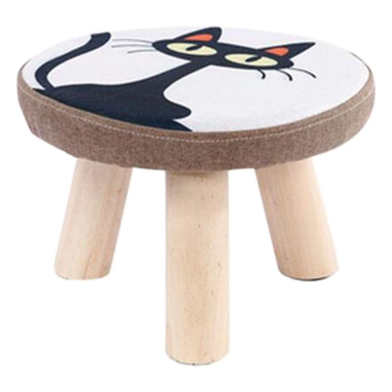 Табурет-гриб Круглый табурет из массива дерева из ткани для смены обуви Диван для гостиной Маленькая скамья Домашняя детская мультяшная маленькая скамья