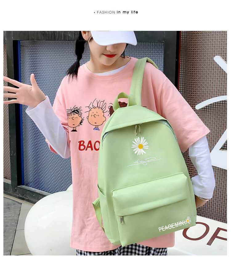 Crisantemo ins mochila estudiante femenina mochila de estilo coreano hembra fresca hembra de gran capacidad mochila de secundaria femenina