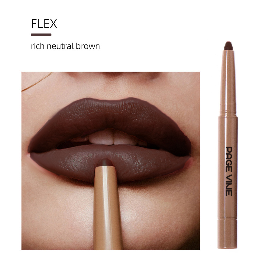 Maquillaje transfronterizo PAGE VINE Amazon Mate de doble cabeza sedoso polipéptido delineador de labios lápiz labial nude comercio exterior