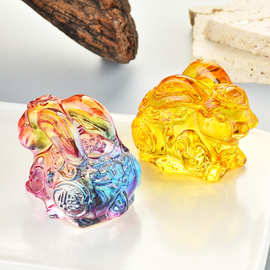 12生肖琉璃兔客厅招财水晶家居饰品朋友高端生日礼物水晶兔子摆件