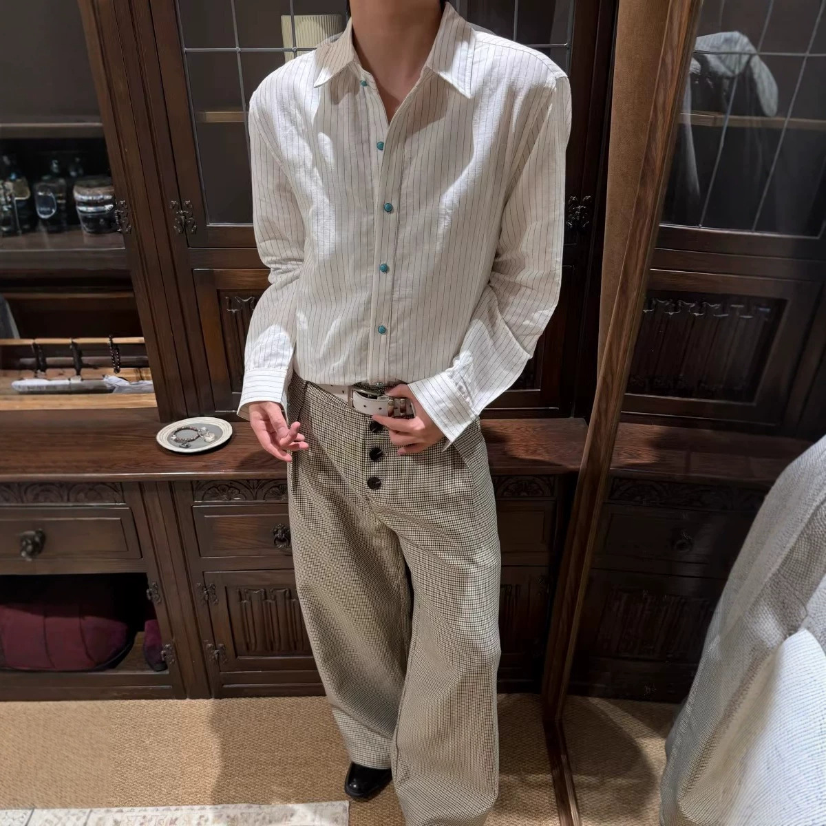 Old Money Style Striped Long-Sleeve Shirt for Men, Autumn Loose-Fit Casual Top, American Trendy Brand High-End Shirt Jacket