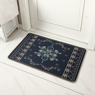 Avtomobil döşəmə paspasları – easy to maintain, dirt-resistant, wear-resistant - navy-blue-stripes-4060cm-linen