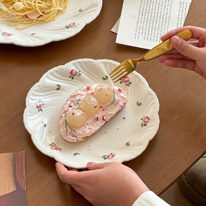 Mooney's New French Dessert Western Food Plate, Dish, Bowl, Tableware Set, Girl's Good-Looking Bestie Gift