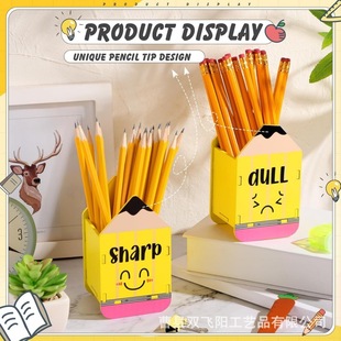 Wooden Student Pen Storage Box Pencil-shaped Stationery Box Cute Cartoon Student Pen Ballpoint Pen Storage Box