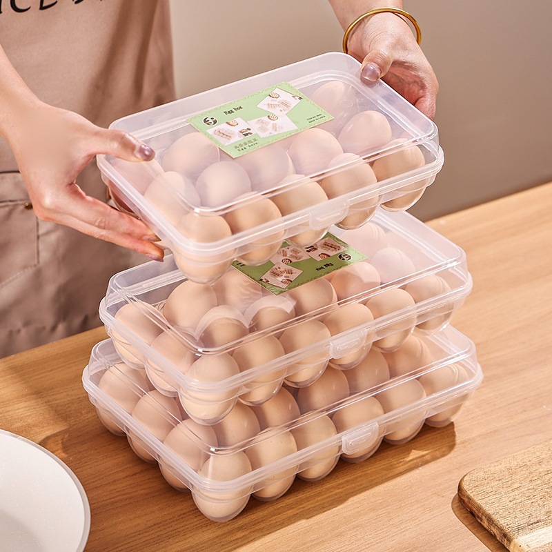 Caja de almacenamiento de huevos transparentes caja de almacenamiento de huevos casera anti-caída caja de preservación de huevos de plástico de grado alimenticio de cocina puede superponerse sellado