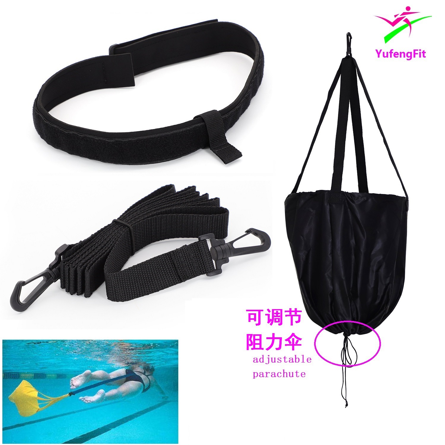 Nuevo traje de paraguas de resistencia negro con bolsillo negro ajustable para ahorrar agua