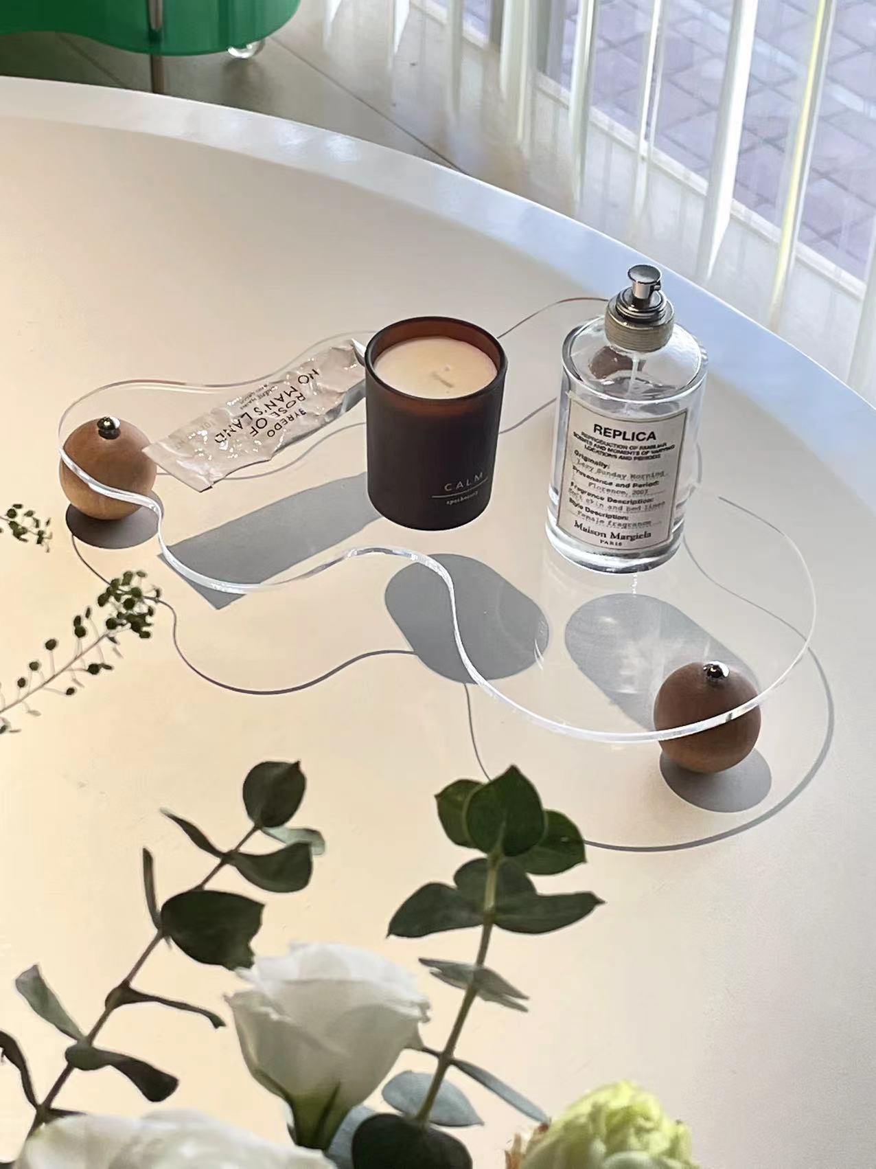 Acrylic Tray on Wooden Base