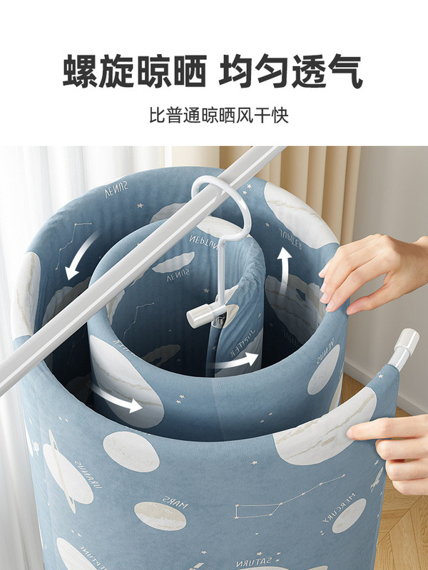 ベッドカバーを乾燥させるためのスパイラル式物干しラック、ベランダ用、家庭用大型丸型回転吊り下げ式ベッドシーツと掛け布団カバー|undefined