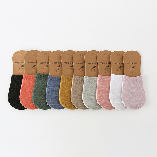 One piece drop shipping ice cream solid color women's socks invisible socks plus size cotton half palm boat socks women's socks Zhuji socks