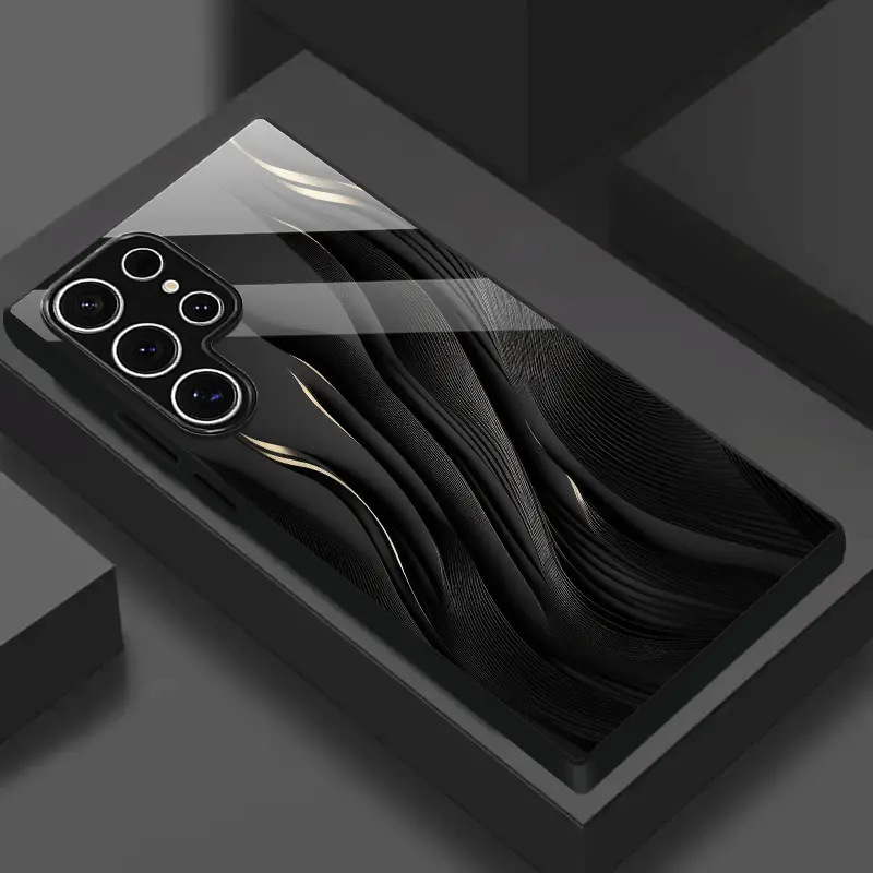 Aliexpress Premium Wave Pattern Suitable for Samsung S25 Men's Galaxy S23 Glass Phone Case S24 Anti-Fall Cover