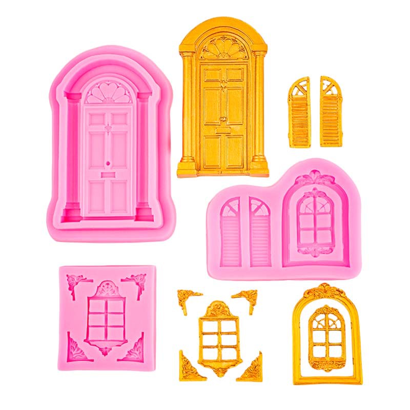Marco de puerta de estilo europeo en relieve, borde de ventana, forma decorativa, molde de silicona, molde de pastel Pace para hornear fondant seco