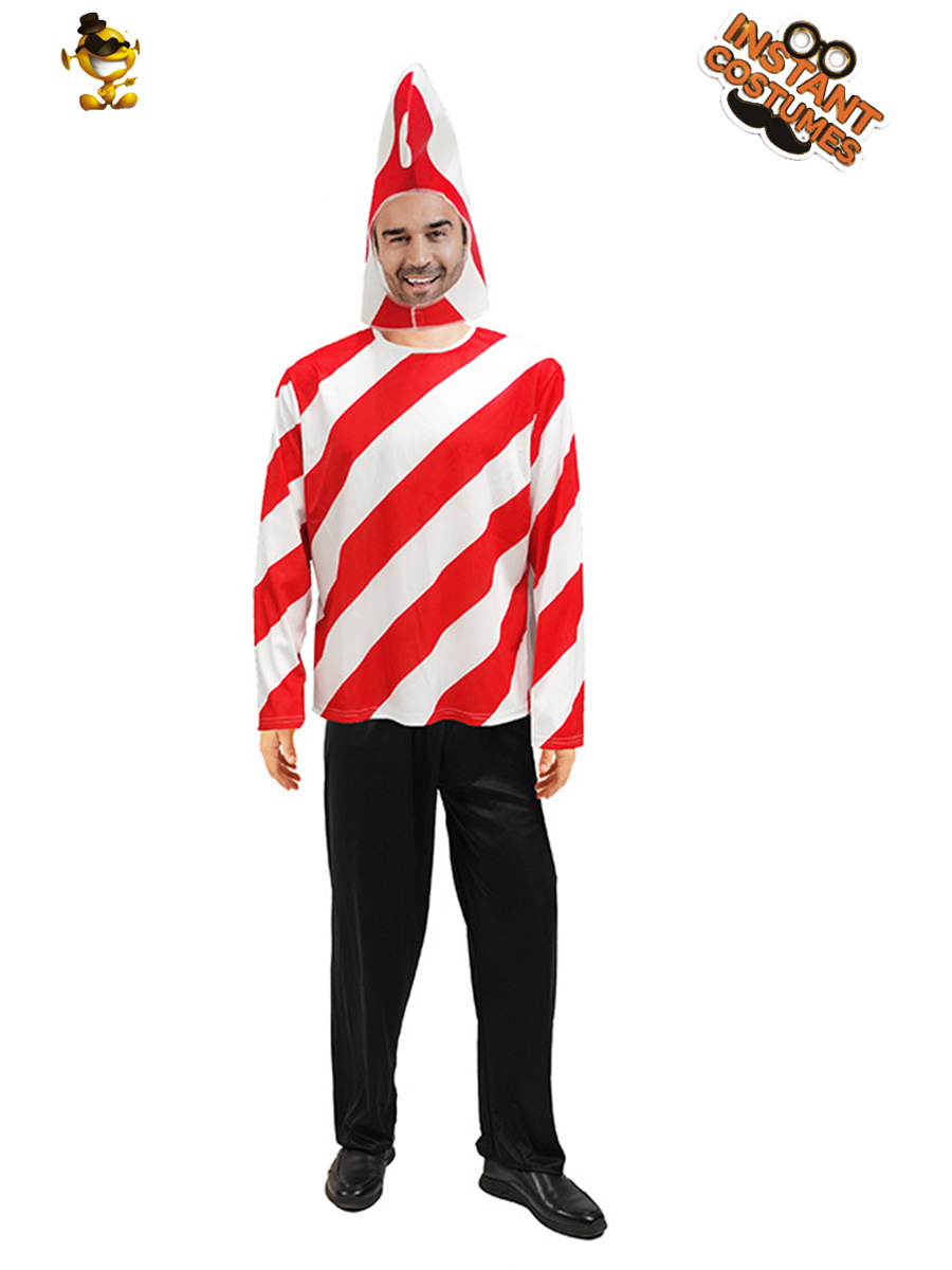 Traje de juego de bastón de caramelo para hombre de Navidad Traje de actuación en el escenario Traje de actuación COSPLAY Traje de rol