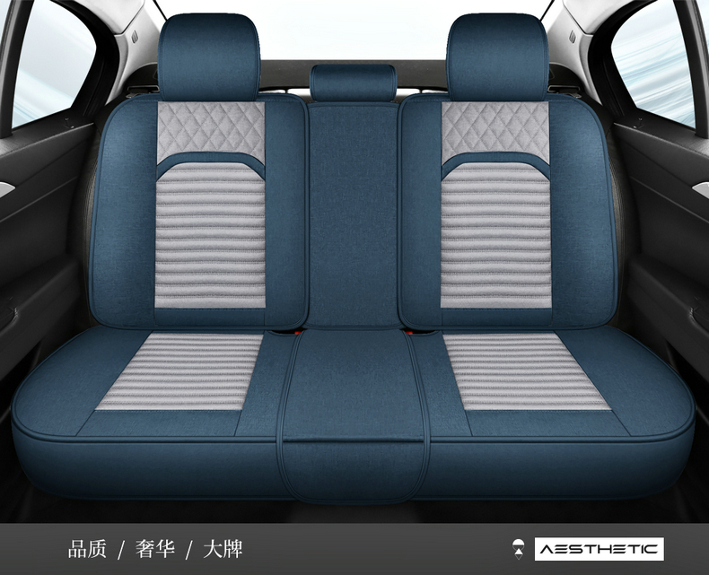 New car seat cushion, full-coverage linen seat cover, universal fabric seat cushion for all seasons, non-removable breathable seat cover
